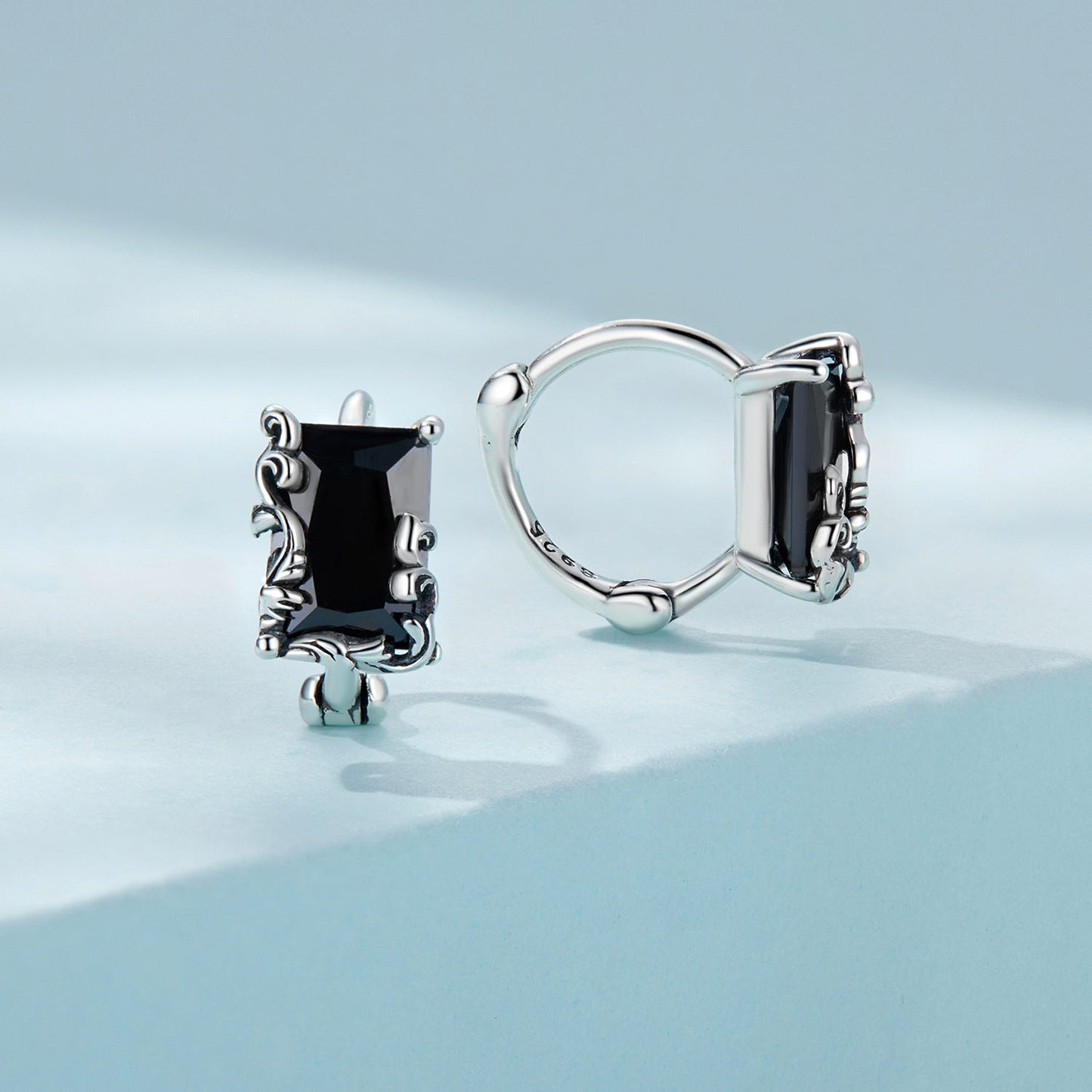 925 Sterling Silver Earrings with CZ and Oxidized Finish for Women