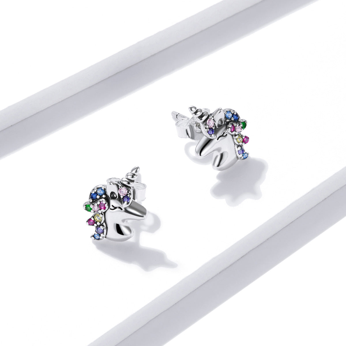 925 Sterling Silver Earrings with Pavé Setting CZ, Oxidized, 1.4x0.9cm for Women