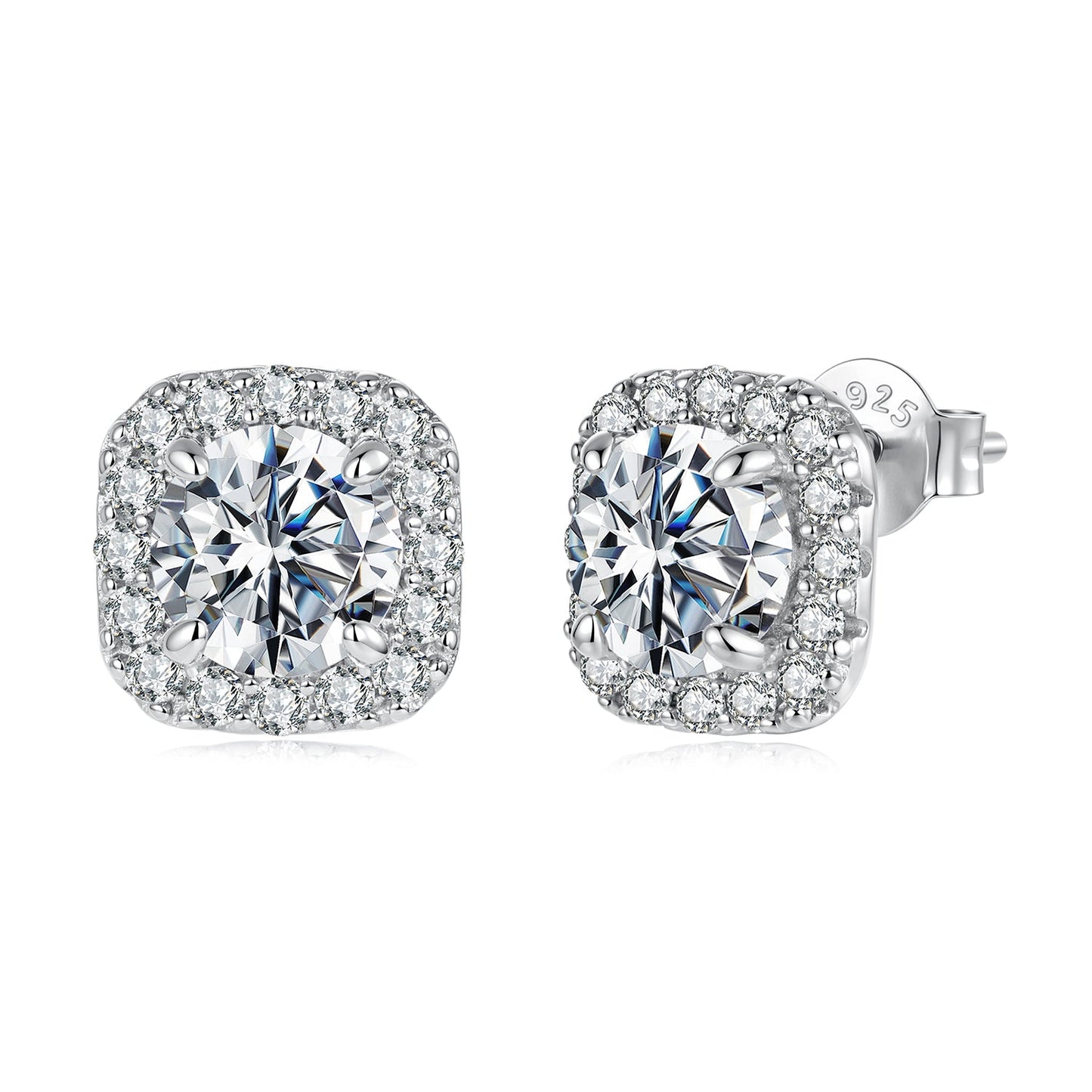 925 Sterling Silver Moissanite 1.0cm Earrings with Pavé Setting for Women