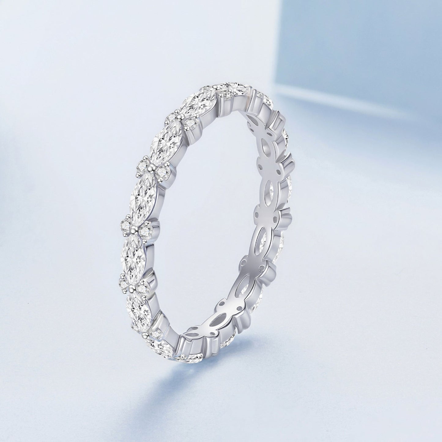 925 Sterling Silver White Gold Plated 0.26cm CZ Ring Size 6.0 for Women