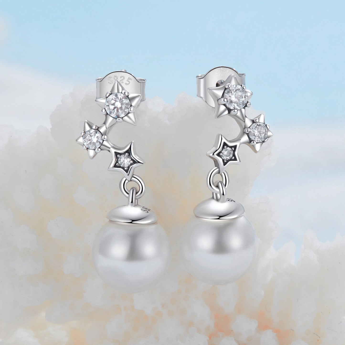 925 Sterling Silver Earrings with Quality Shell Pearl and CZ for Women