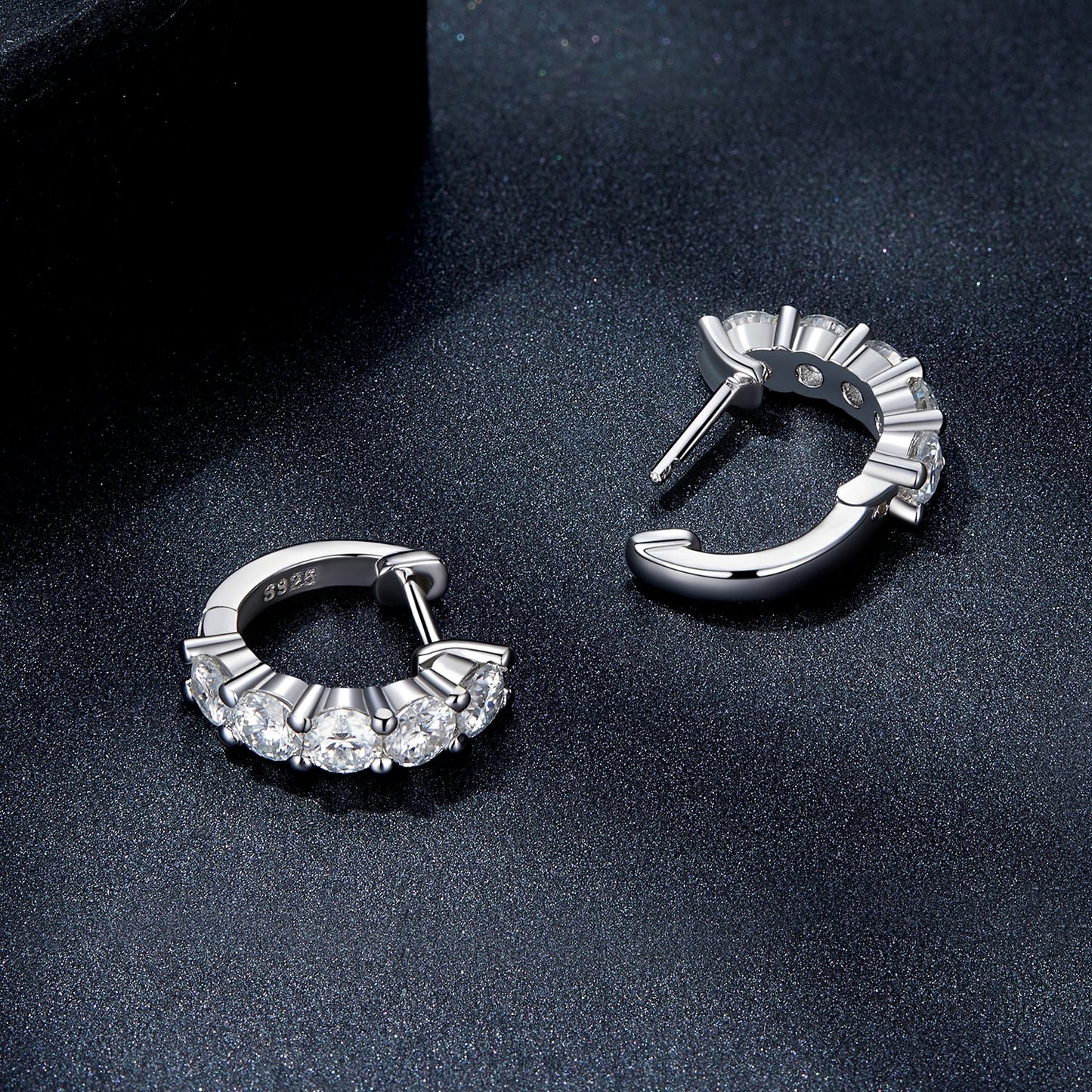S925 Sterling Silver Moissanite Earrings, 1.3cm, Platinum Plated, for Women