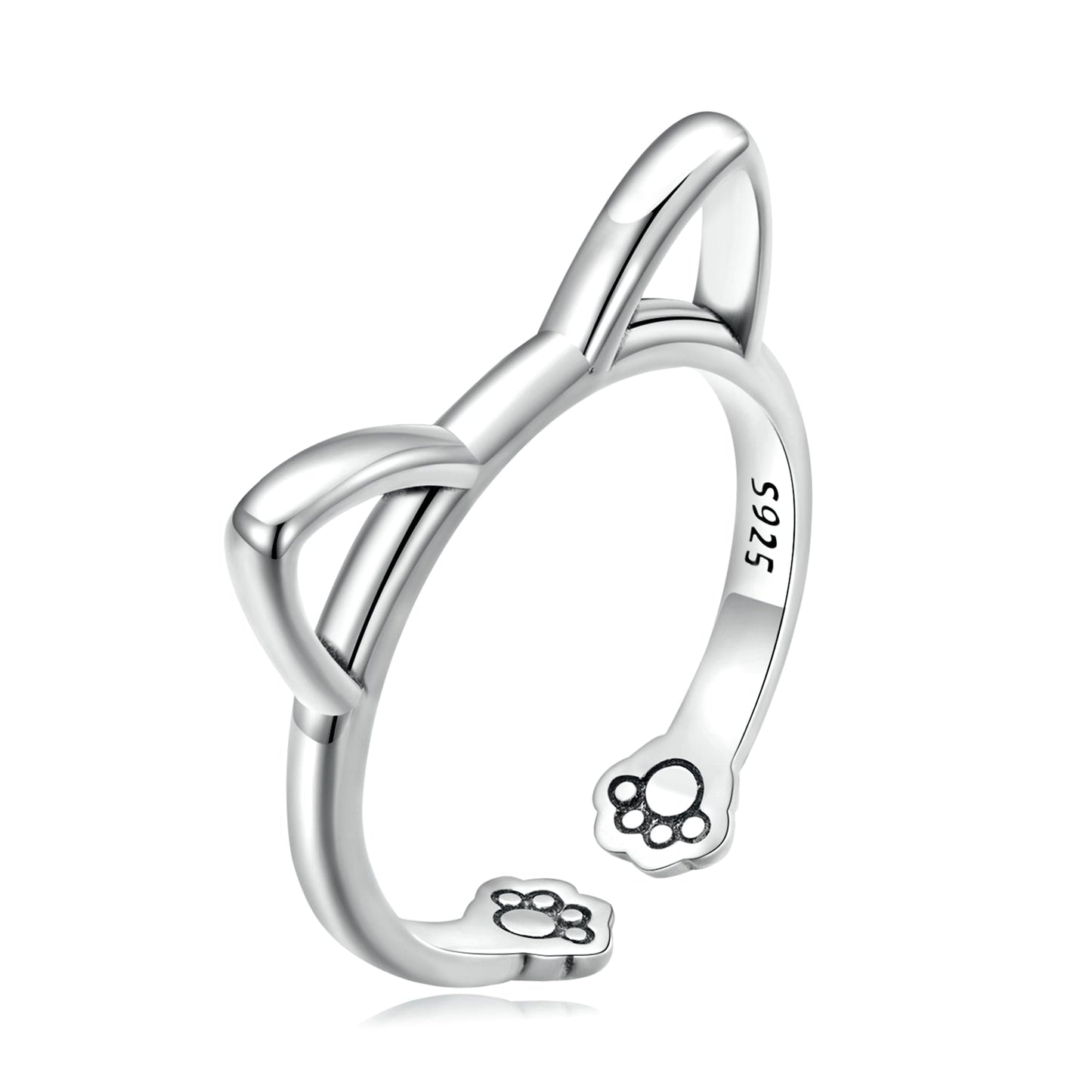 925 Sterling Silver Oxidized Paw Design Ring
