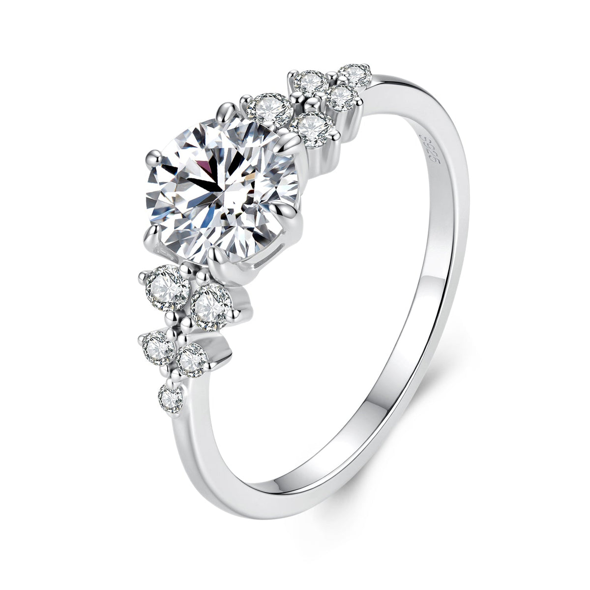 925 Sterling Silver 1ct Moissanite White Gold Plated Size 6 Ring for Women