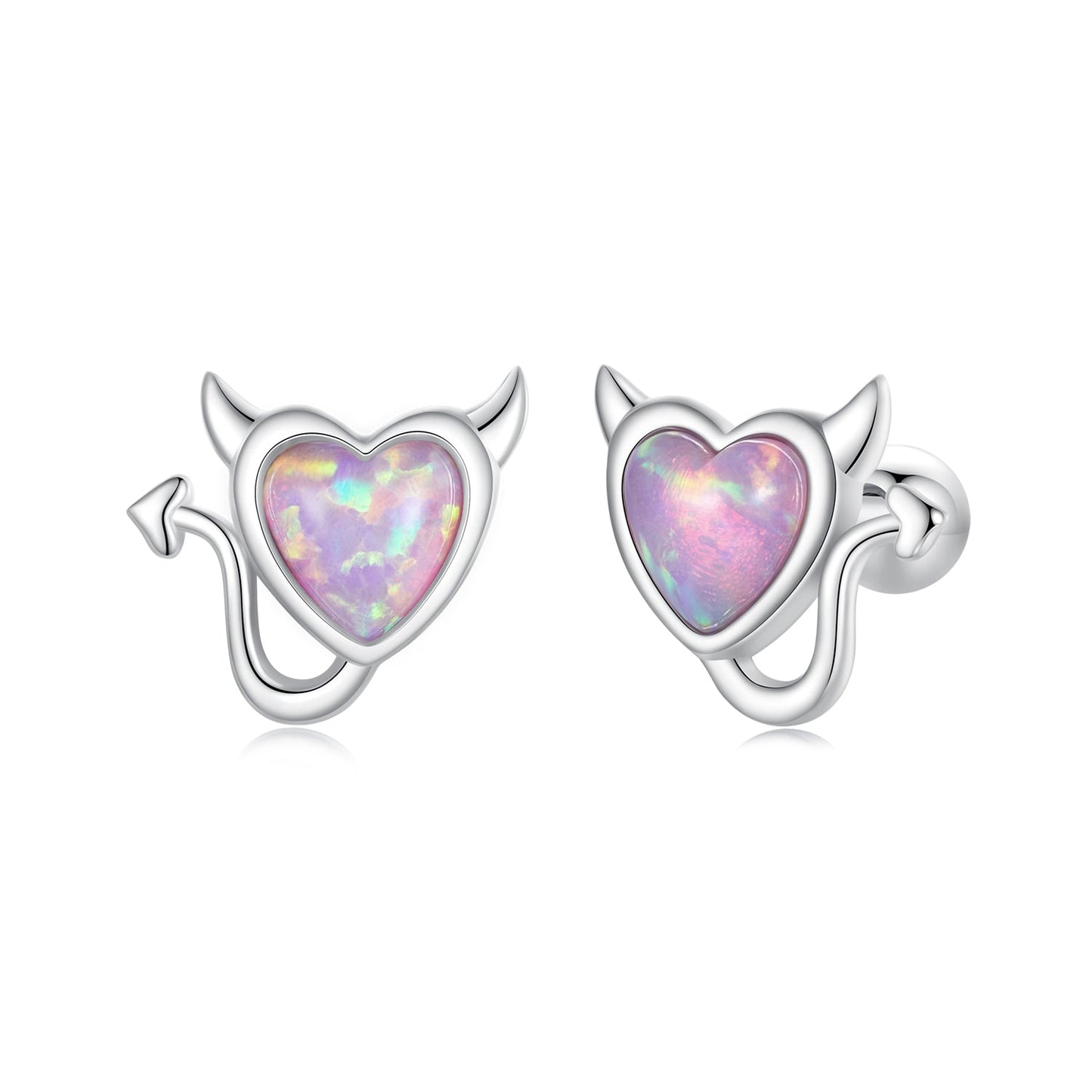 925 Sterling Silver White Gold Plated Opal Earrings 0.7x0.8cm for Women