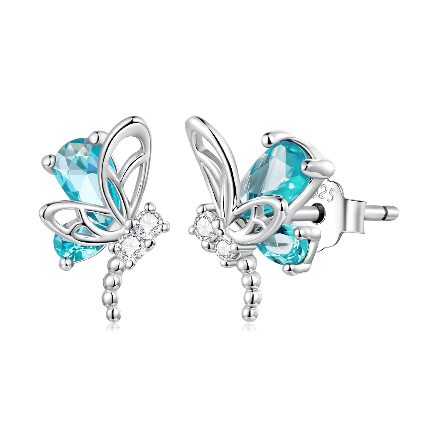 925 Sterling Silver White Gold Plated 1.0x0.7cm CZ Earrings for Women