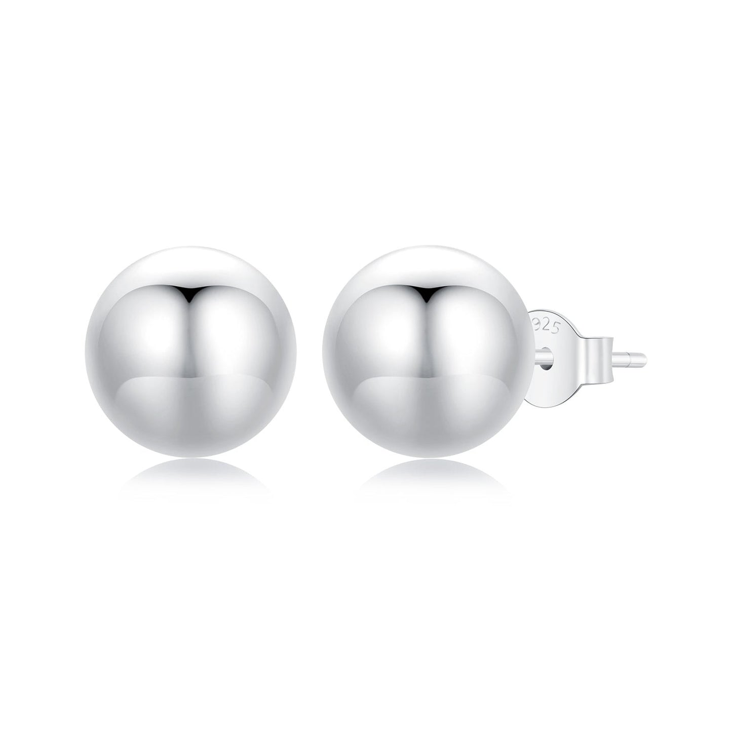 925 Sterling Silver Plated White Gold Earrings - 10mm for Women