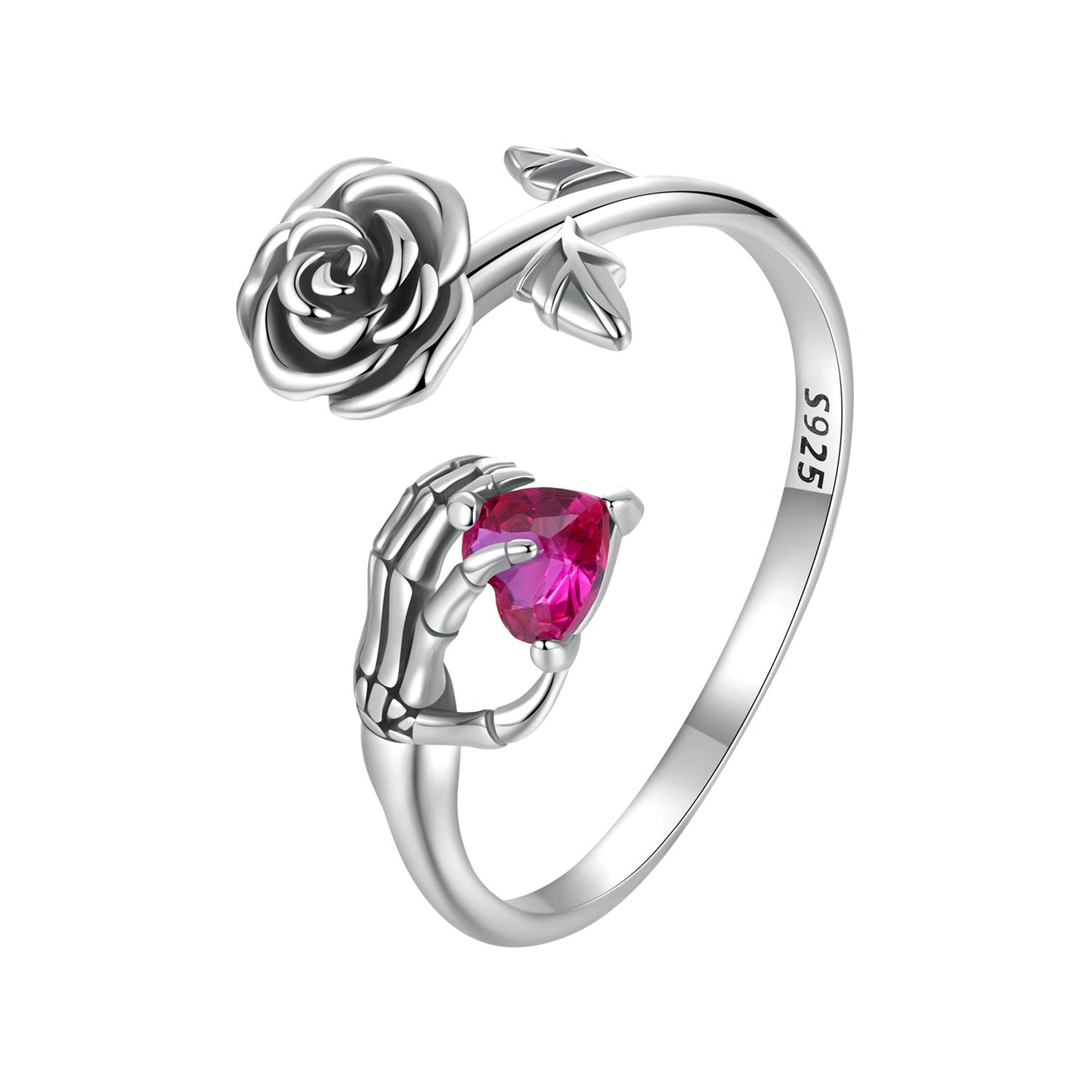 925 Sterling Silver Ring with Pavé Setting CZ, Width 0.15cm, Women's Jewelry