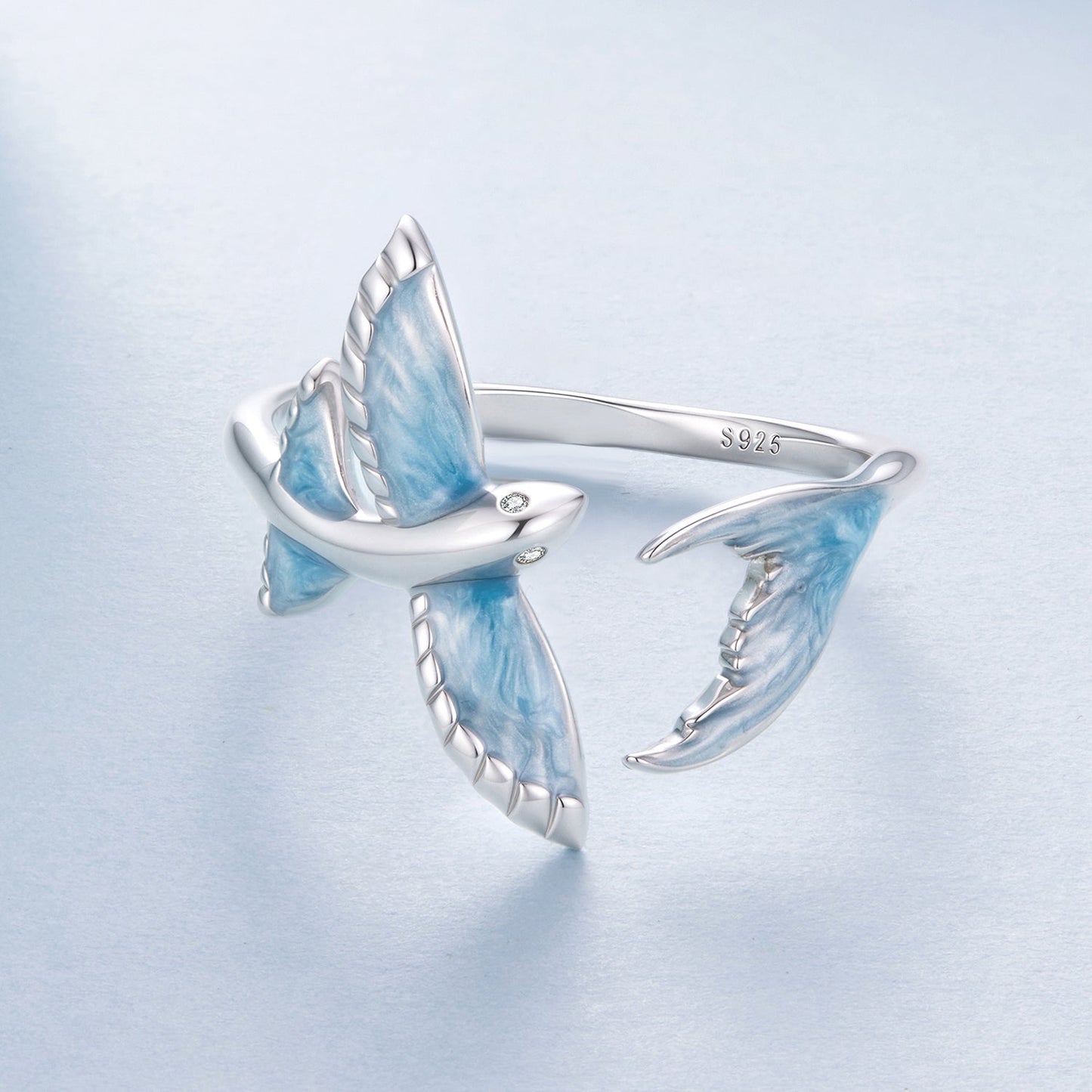 925 Sterling Silver White Enamel Pavé Set CZ Ring for Women