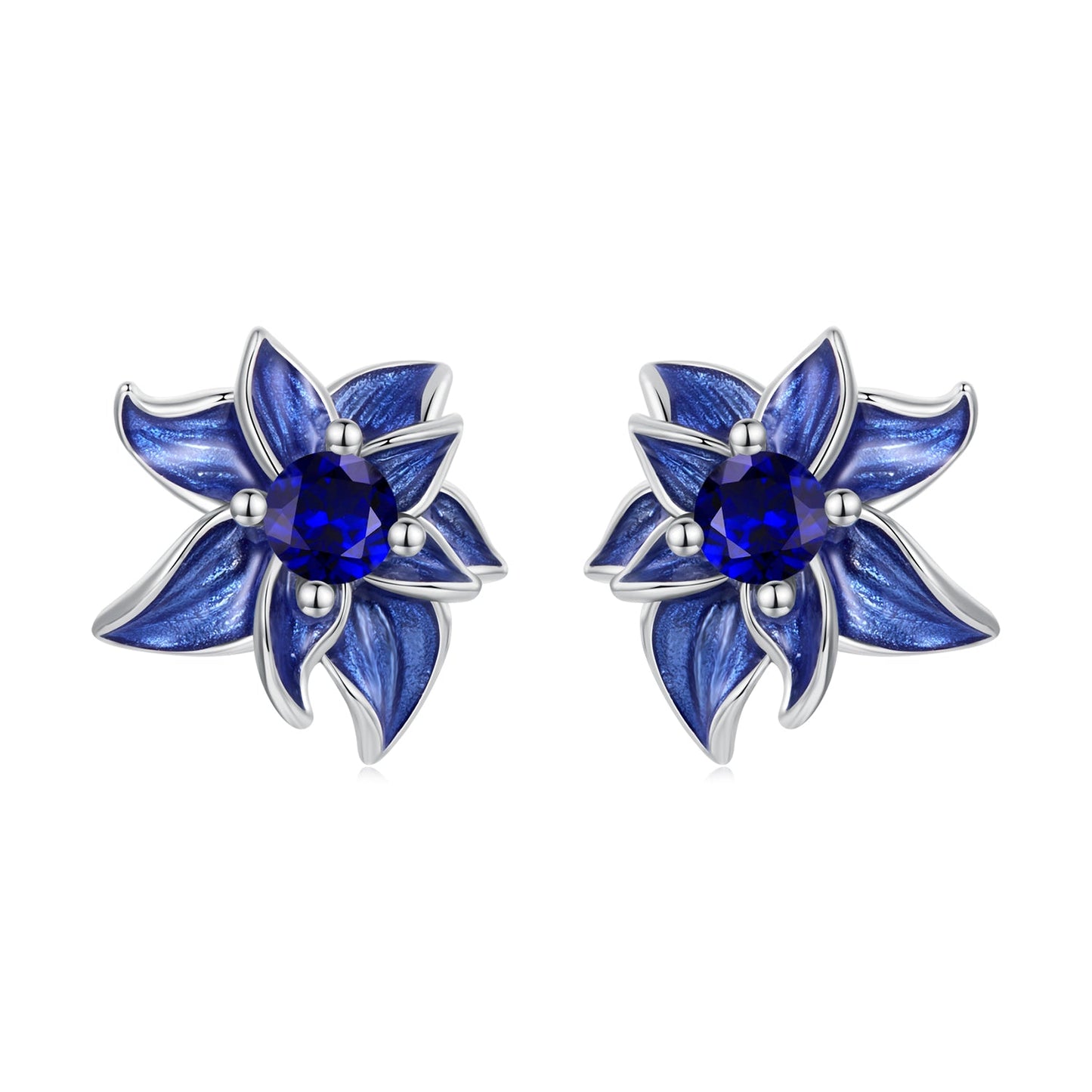 925 Sterling Silver Earrings with Enamel Process and Pavé Setting CZ