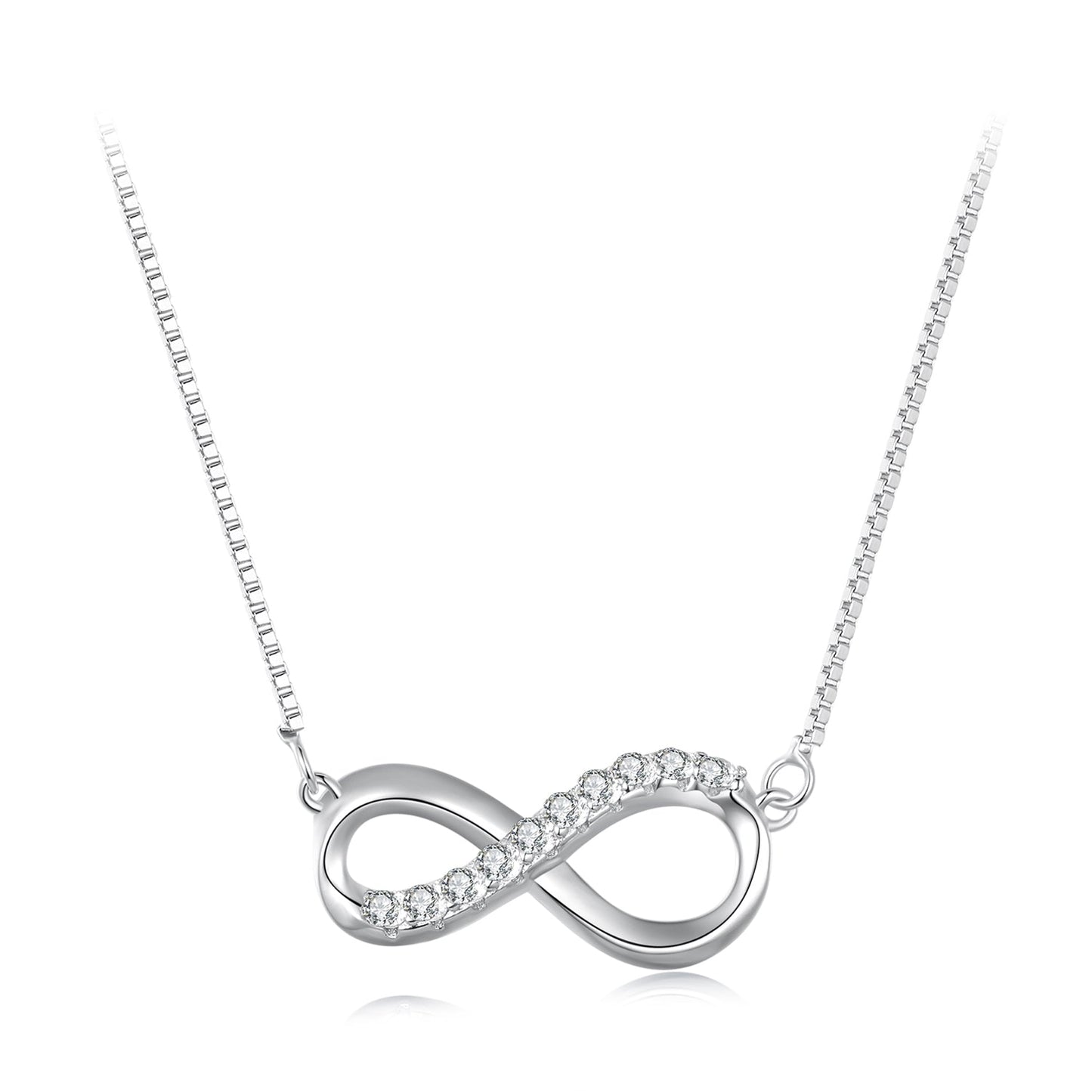 925 Sterling Silver Moissanite 1.5mm Necklace 400+50mm for Women