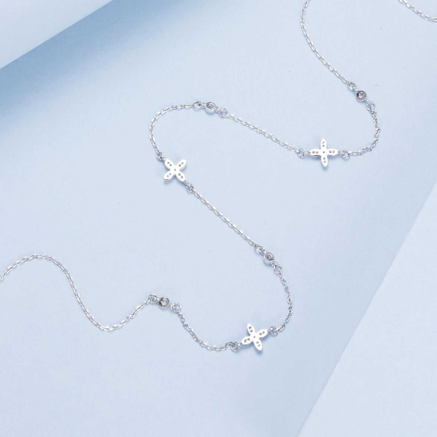 925 Sterling Silver White Gold Plated CZ Pendant Necklace for Women