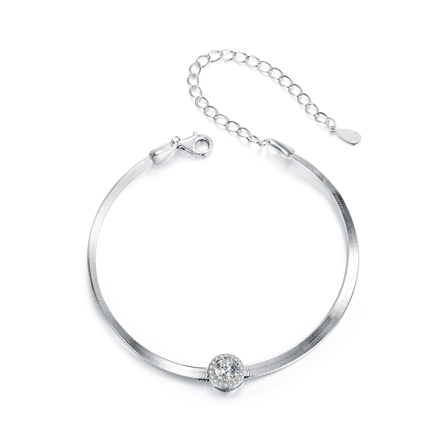 925 Sterling Silver 5.0mm Moissanite Bracelet with White Gold Plating for Women