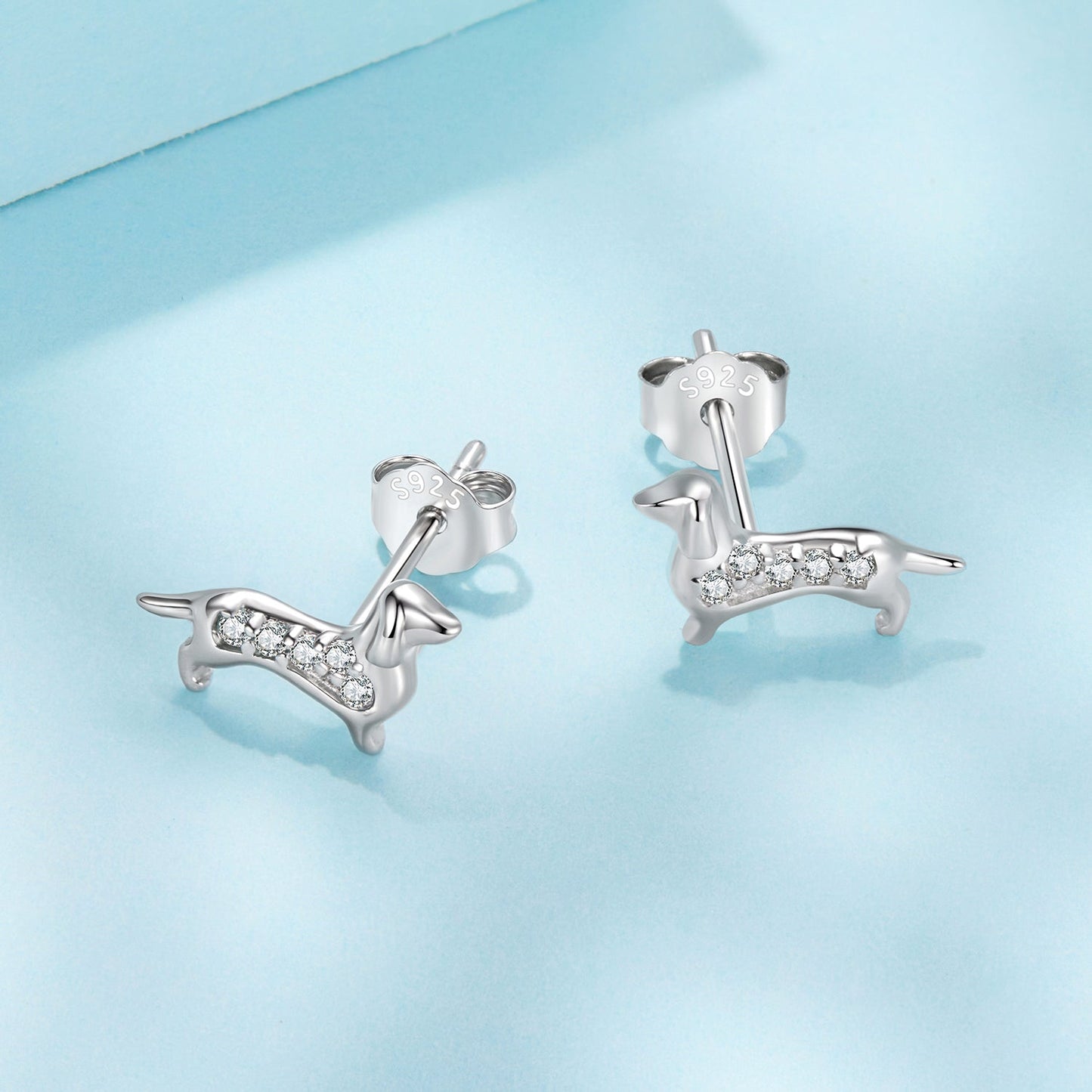 925 Sterling Silver Earrings with Pavé Setting and White Gold Plating for Women