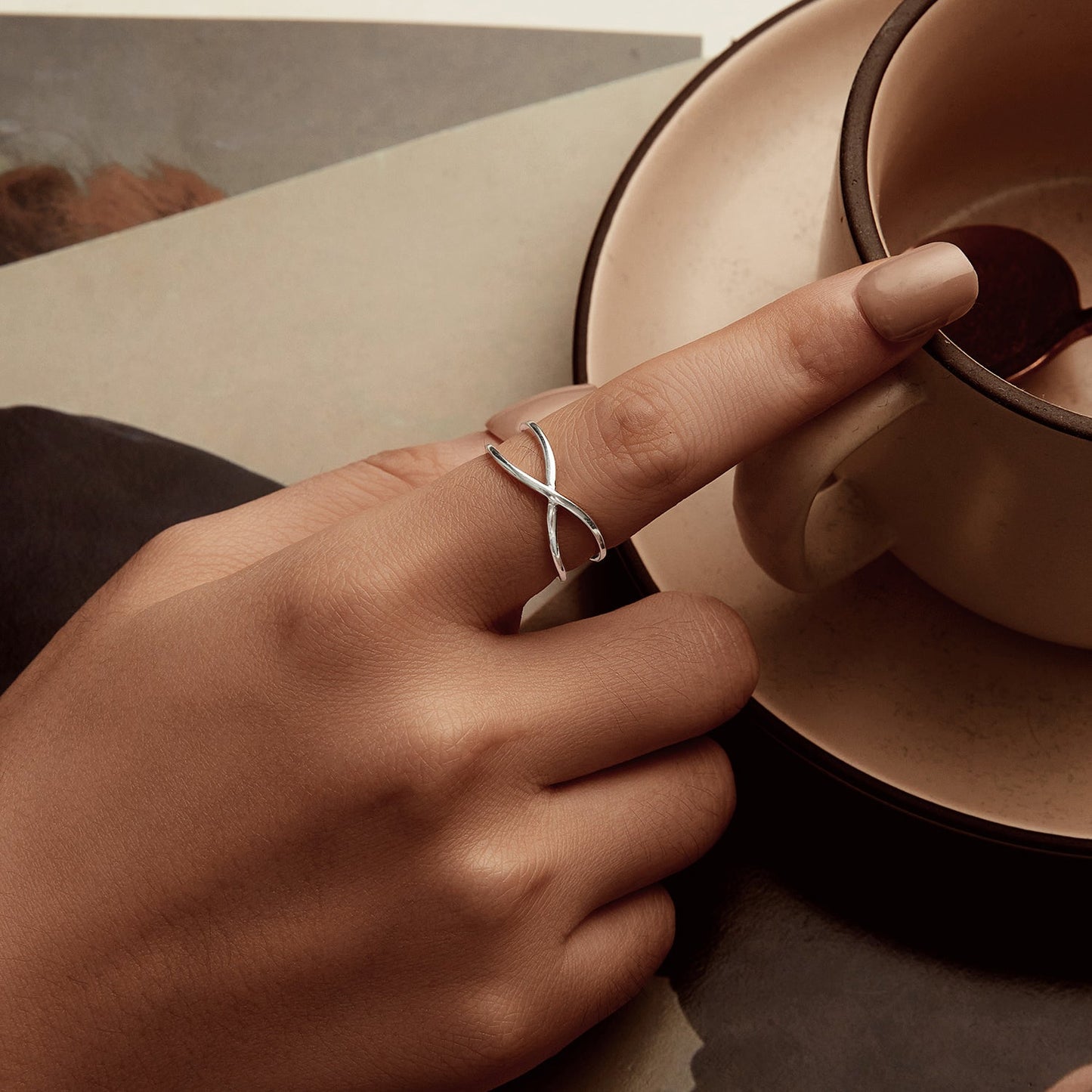 925 Sterling Silver Oxidized 0.7cm Ring for Women