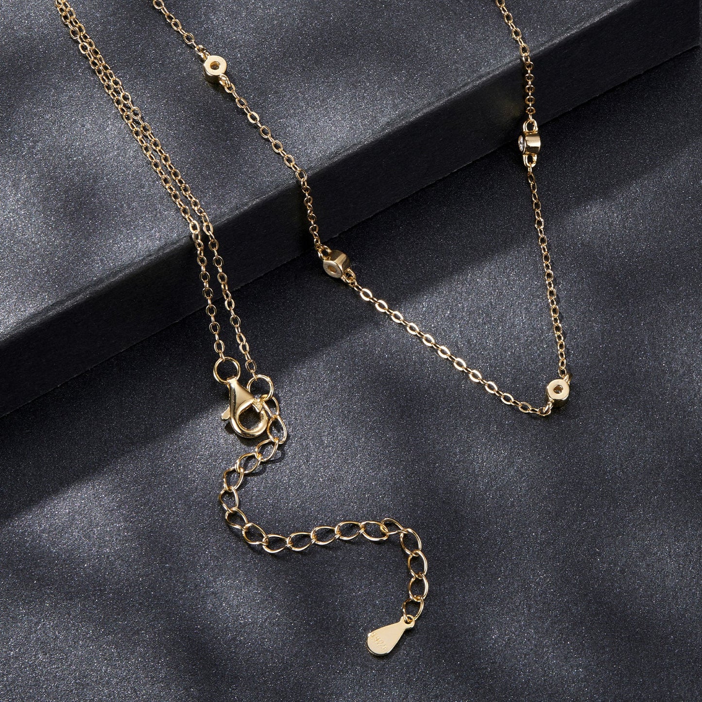 925 Sterling Silver White Gold Plated Adjustable Moissanite Necklace for Women