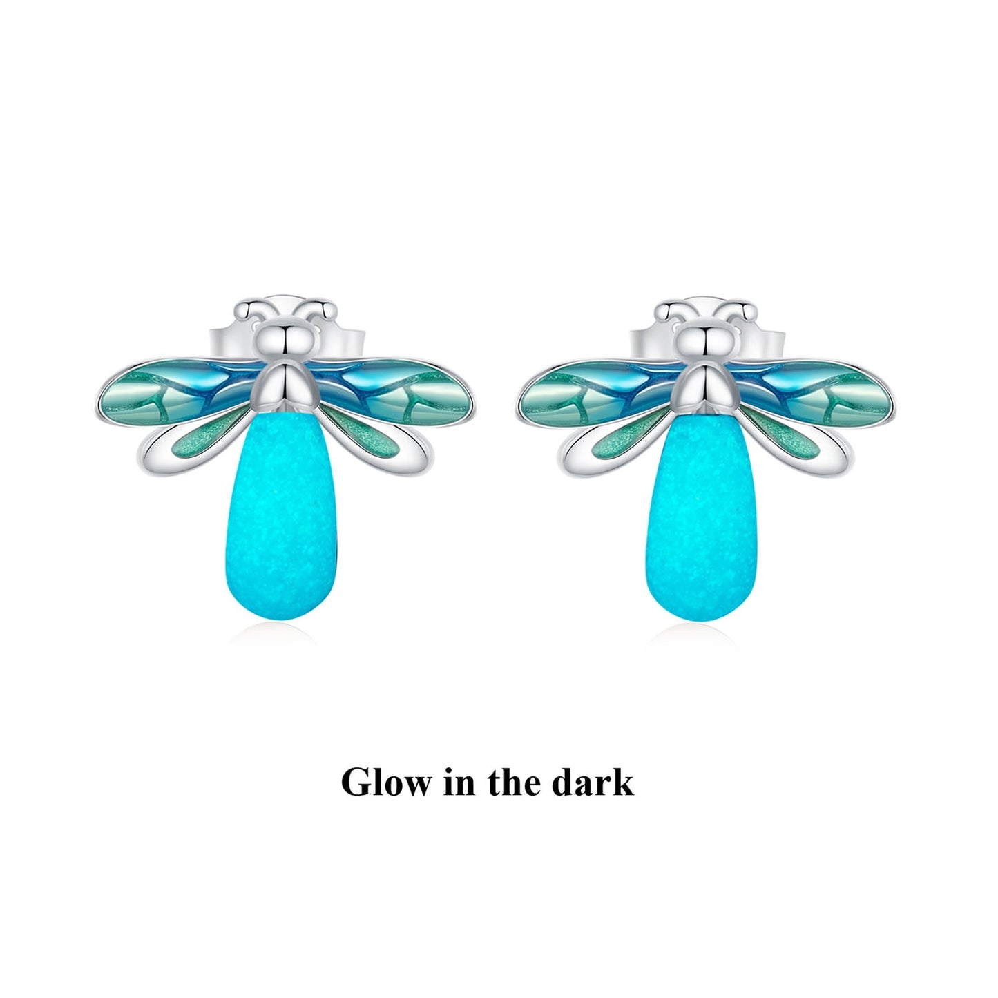 925 Sterling Silver Earrings with Luminous Stone in 10x12mm