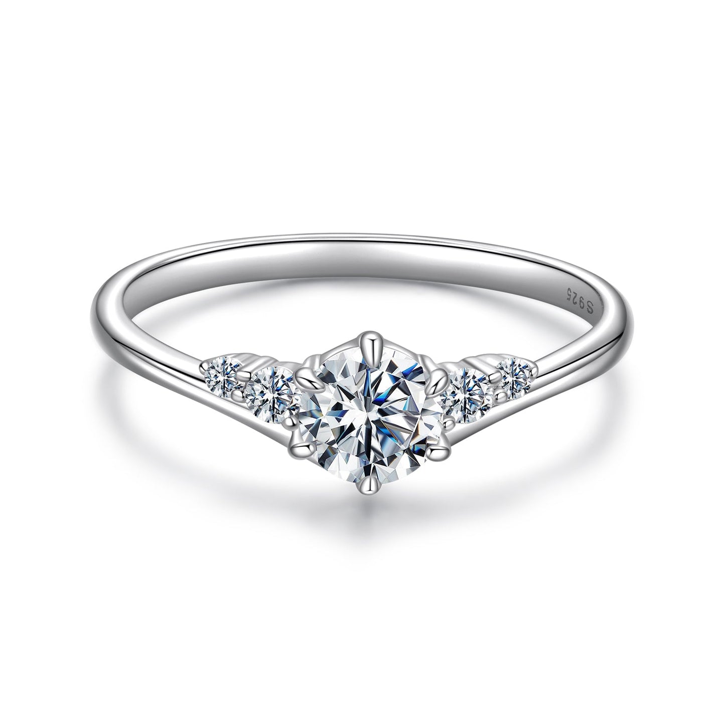 925 Sterling Silver Moissanite 0.15ct Ring Size 7 for Women