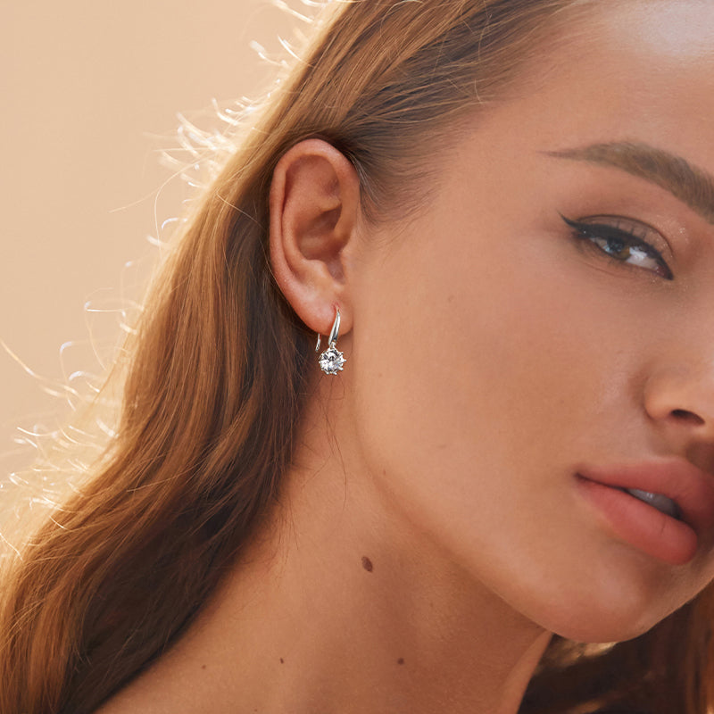 925 Sterling Silver Earrings with Pavé Setting and Platinum Plating
