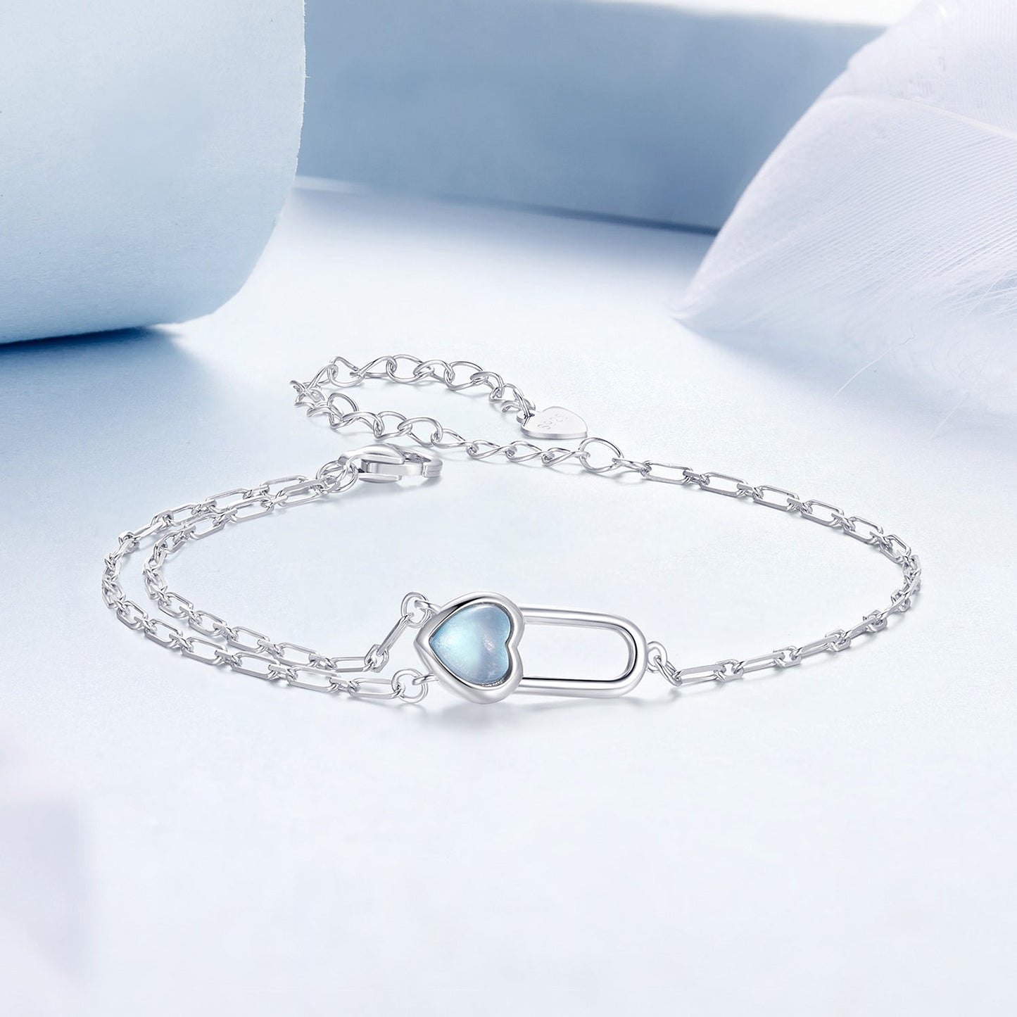 925 Sterling Silver Aquamarine Bracelet for Women