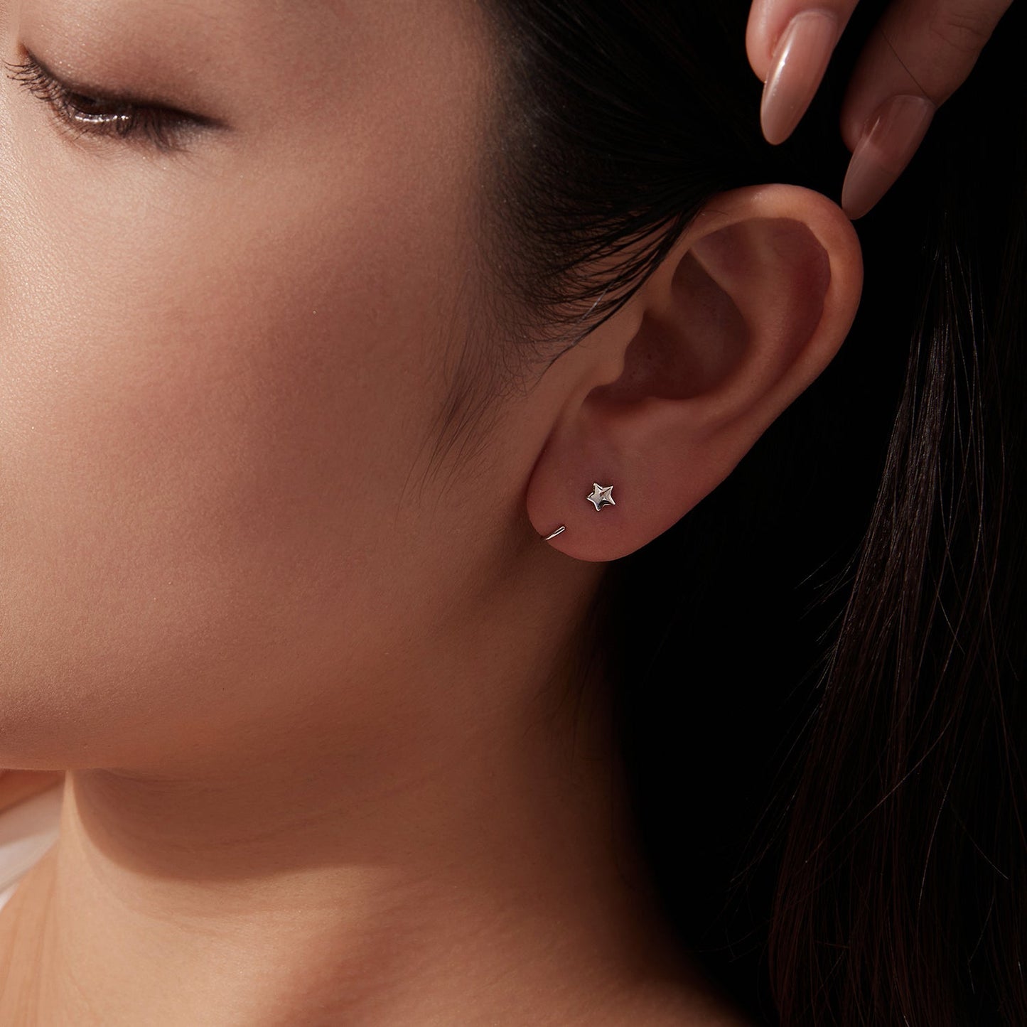 925 Sterling Silver Brass Earrings with White Gold Plating 1.4cm for Women