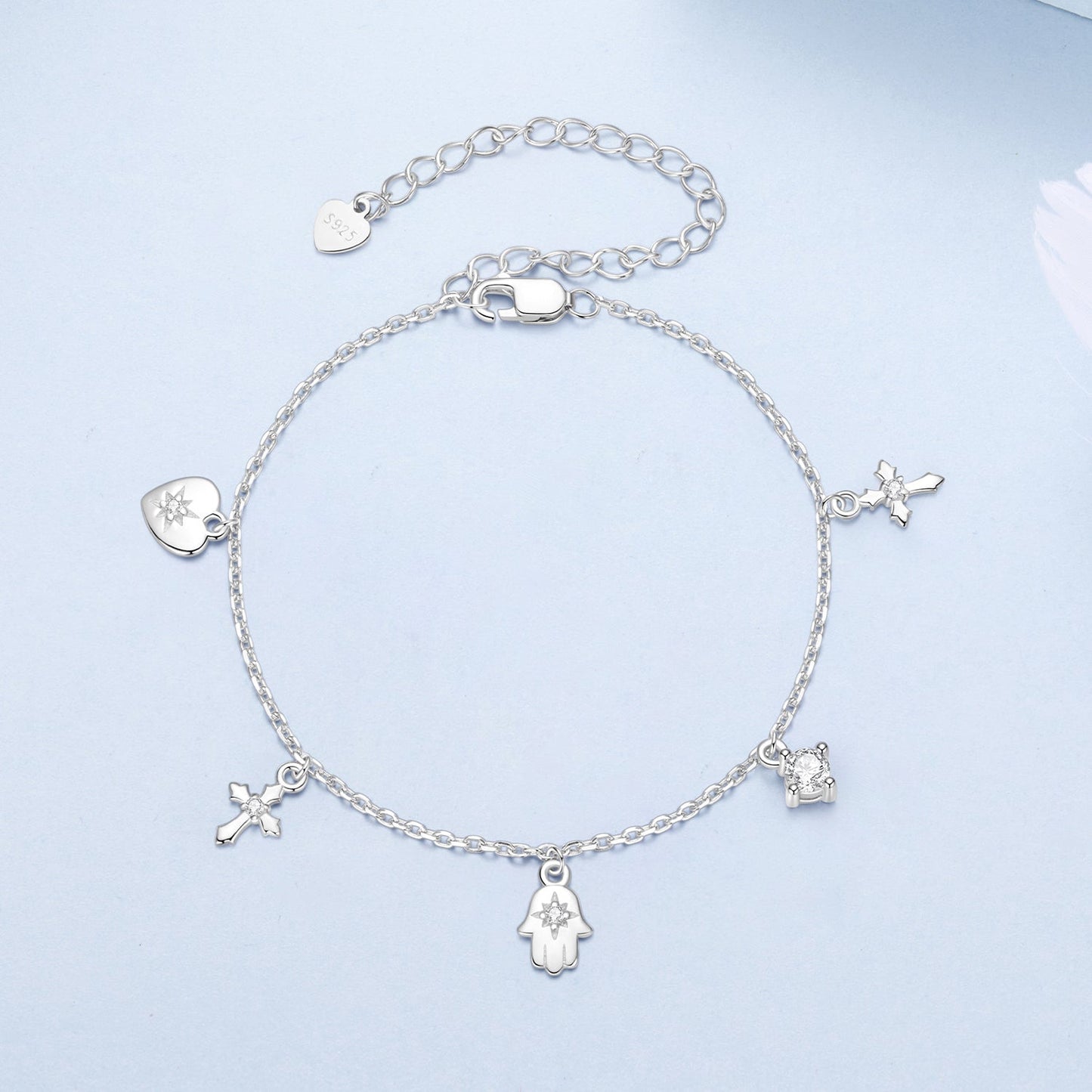 925 Sterling Silver Bracelet with Plated White Gold and Pavé Setting CZ