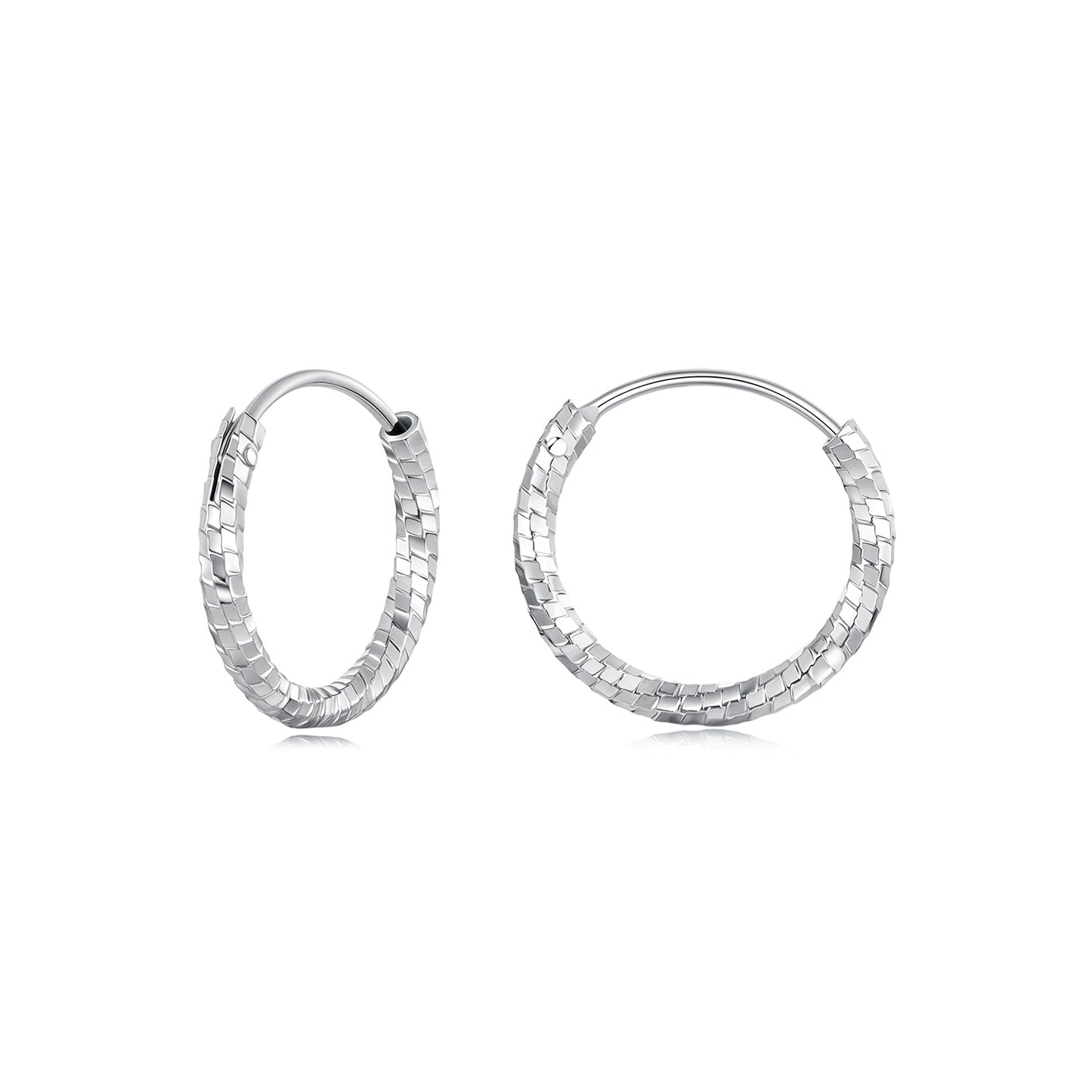 925 Sterling Silver Earrings for Women - White Gold Plated, 2.6*0.2 cm, Style L