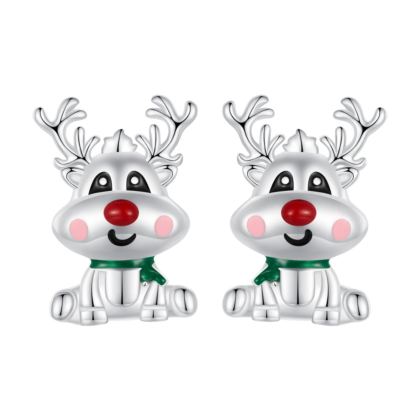 925 Sterling Silver Enamel Earrings 12x9mm