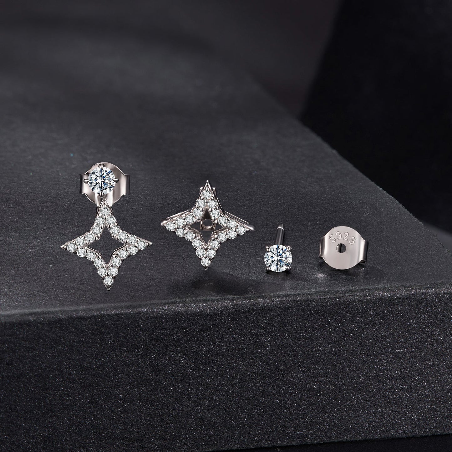 925 Sterling Silver Moissanite 0.1ct Earrings for Women