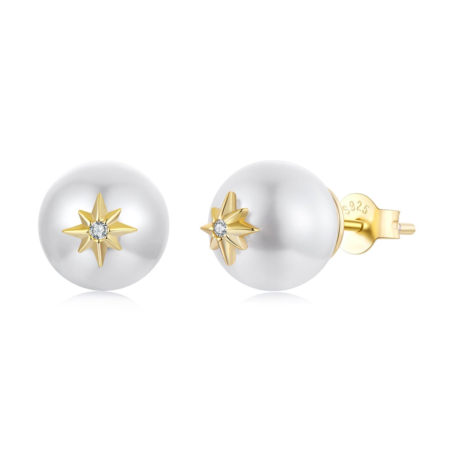 925 Sterling Silver Earrings with CZ and Synthetic Pearl for Women
