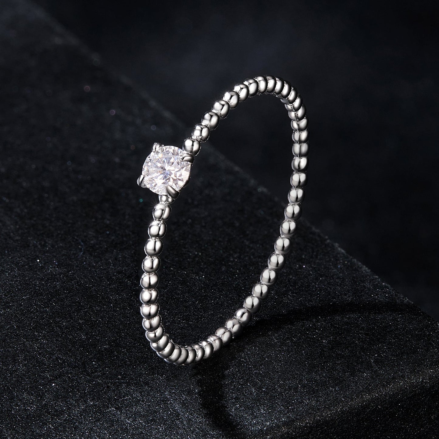 925 Sterling Silver 3mm Moissanite Ring for Women - Size 6
