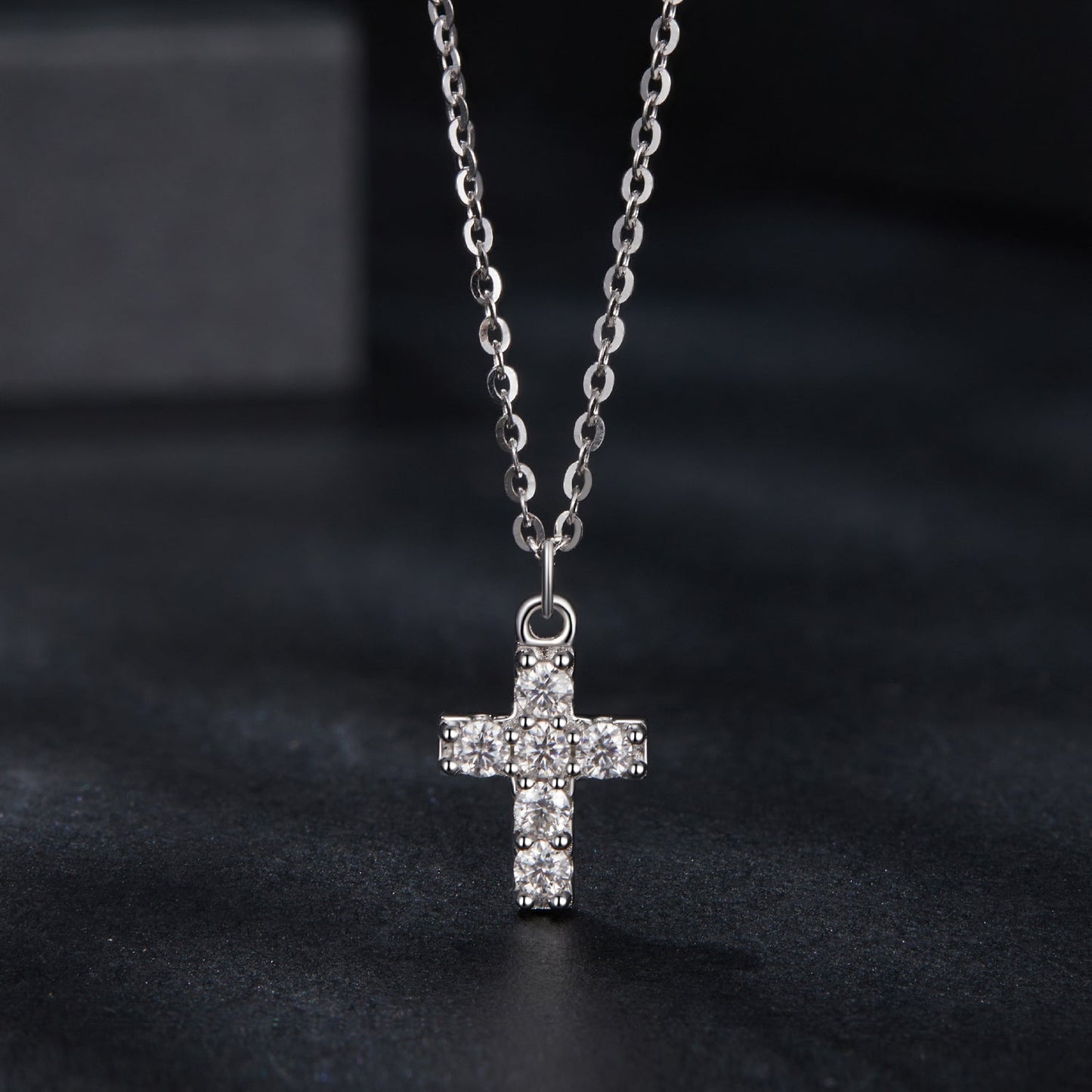 925 Sterling Silver Moissanite Pendant Necklace 40+5cm for Women