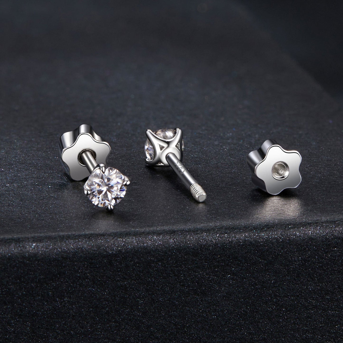 925 Sterling Silver Moissanite Stud Earrings for Women - 0.5ct, 0.6cm Size, White Gold Plated