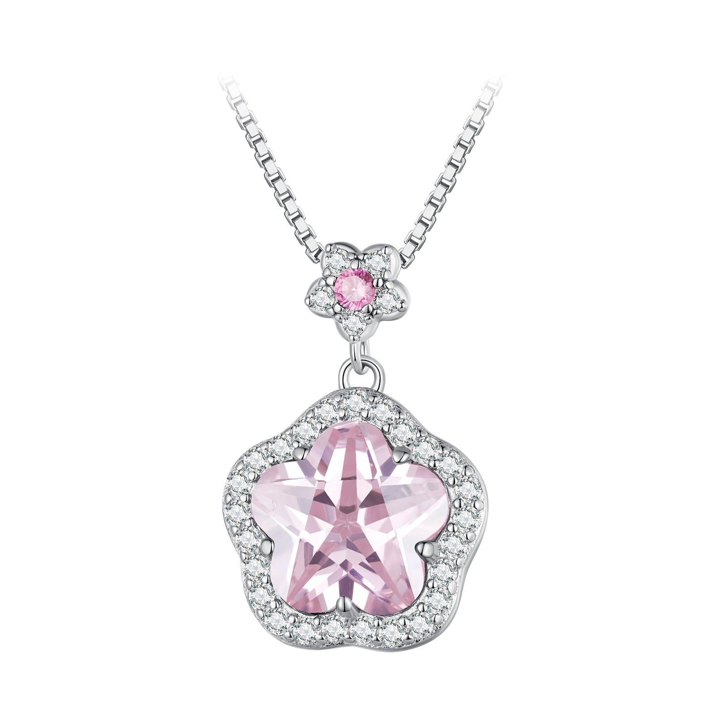 925 Sterling Silver Necklace with 19*13mm CZ Pendant