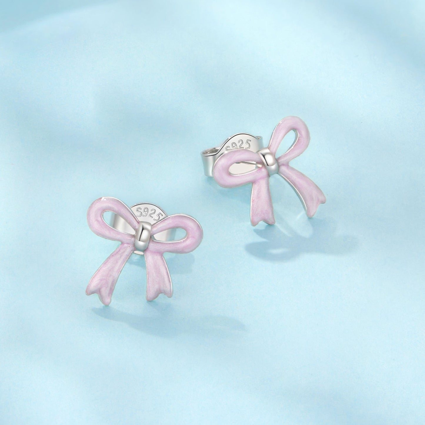 925 Sterling Silver Earrings with Enamel Process and White Gold Plating
