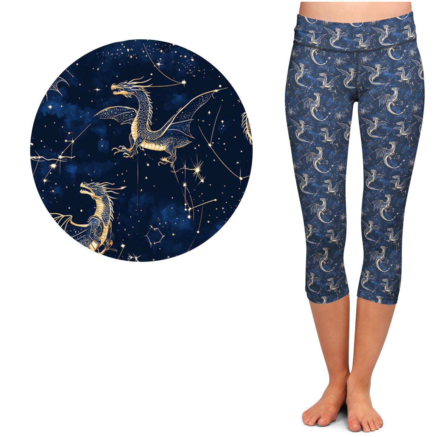Celestial Dragon Leggings Full Length, Capri , Jogger Shorts,  or Skort Pockets - Pre Order