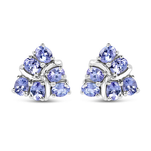 2.04 Carat Genuine Tanzanite .925 Sterling Silver Earrings