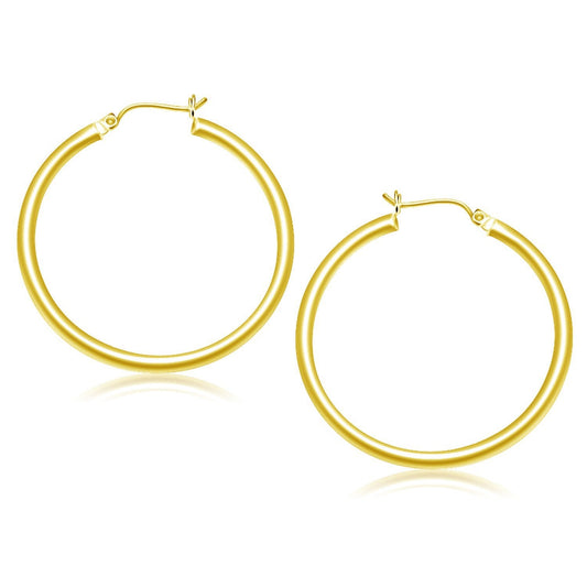 10k Yellow Gold Polished Hoop Earrings (40 mm)