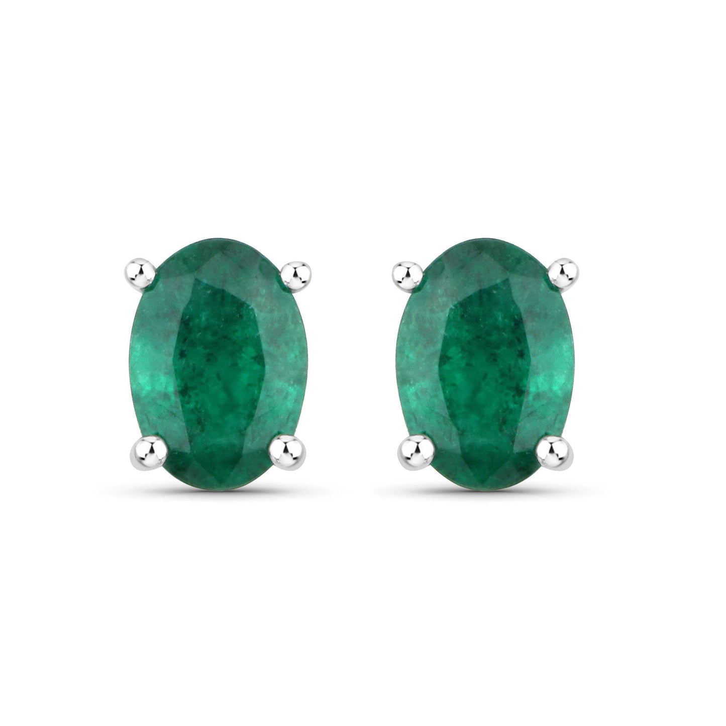 1.44 Carat Genuine Zambian Emerald 14K White Gold Earrings