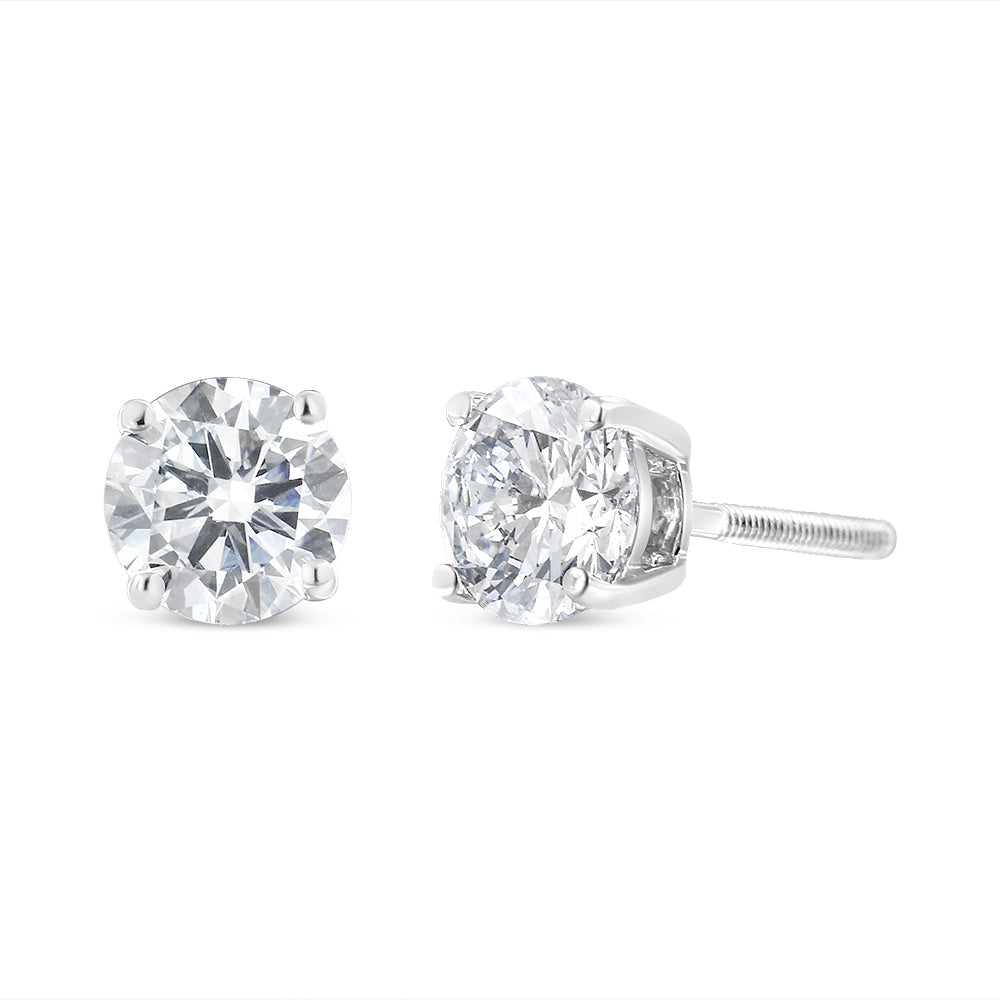 14K White Gold 5/8 Cttw Lab Grown Diamond 4-Prong Classic Stud Earrings (F-G Color, VS2-SI1 Clarity)
