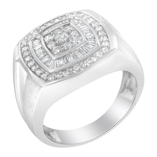 14K White Gold Men's Diamond Band Ring (1 cttw, H-I Color, SI1-SI2 Clarity)