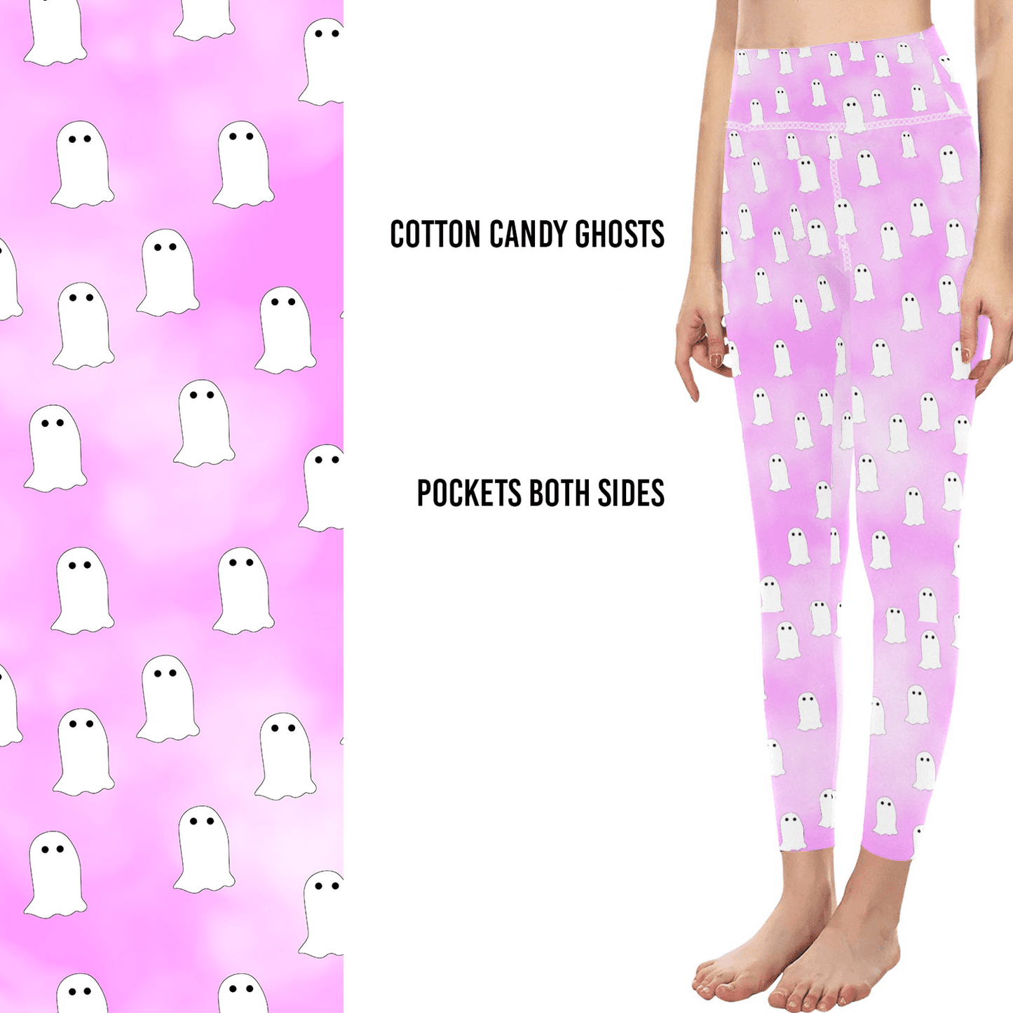 Cotton Candy Pastel GhS-L = OSts Full Length Leggings with Pockets