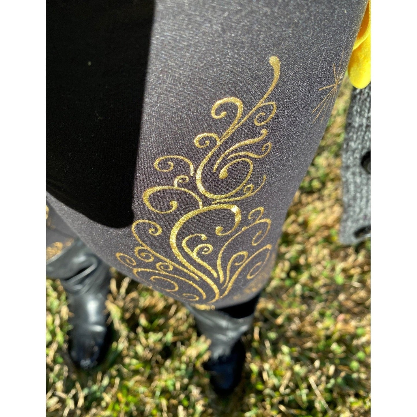 Black & Gold Christmas Tree Leggings with Pockets