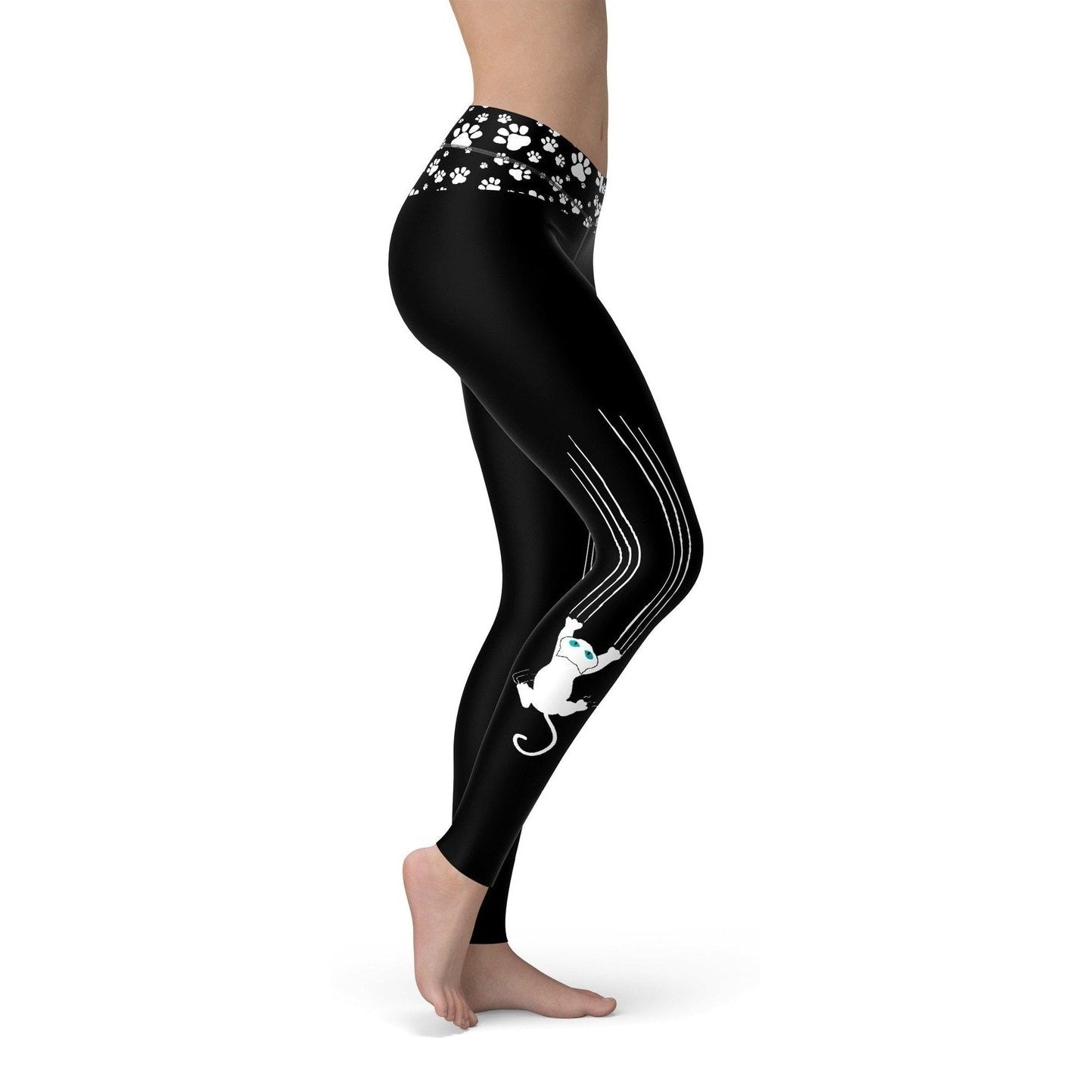 Black Cat Claw Scratch Printed Leggings For Women  - Black / Cat Print / Cat Lover / Cat Pants / Cat RTS