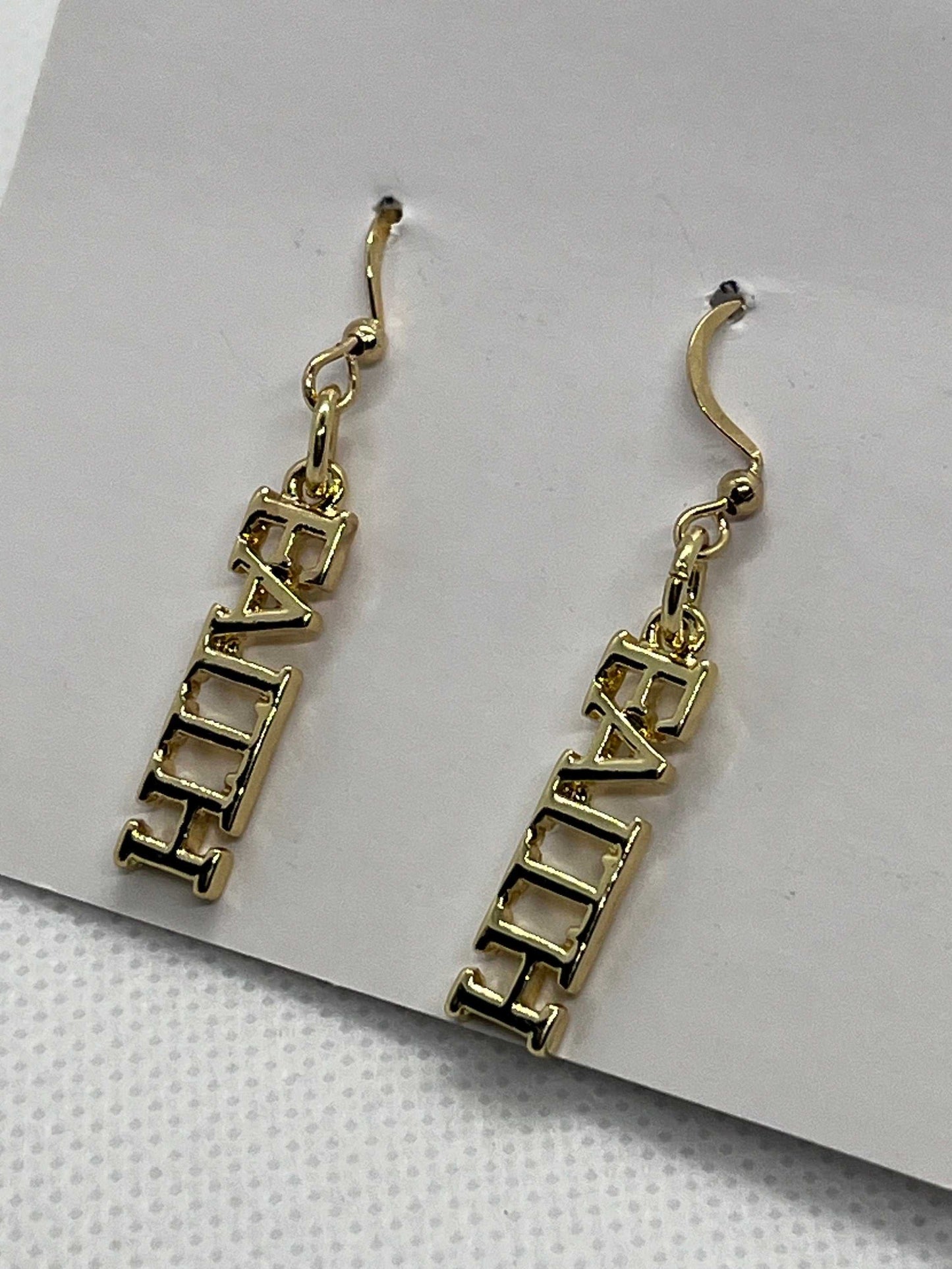 Gold Earrings Faith Dangle 14K Christian Jewelry