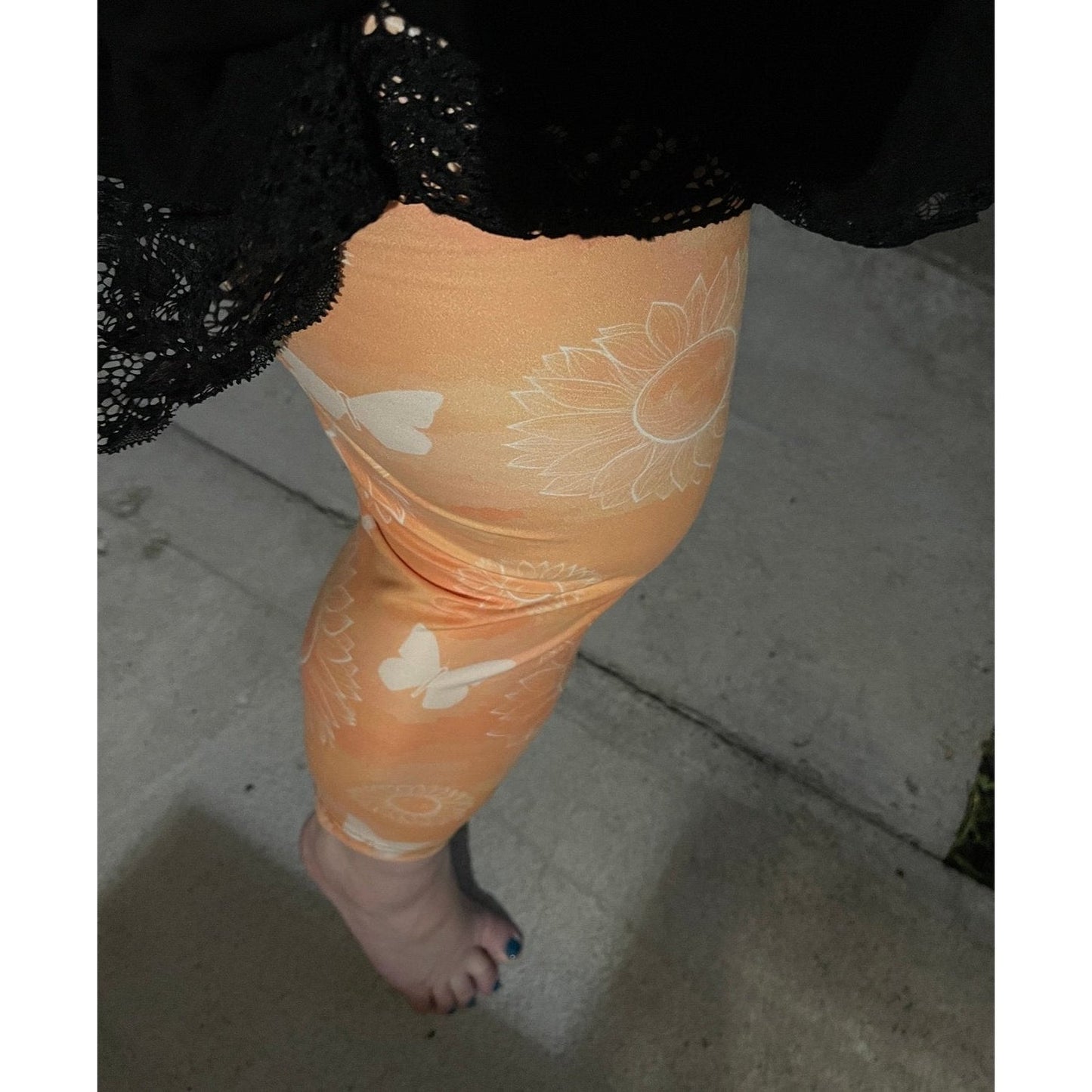 Sunflower & Butterfly Capri Leggings with Pockets