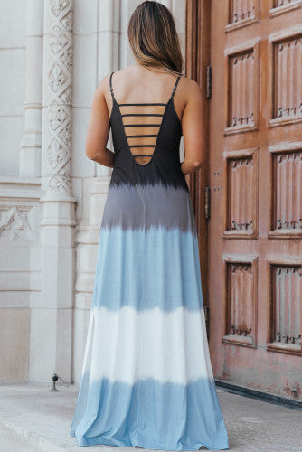 Striped Maxi Dress with Strappy Back