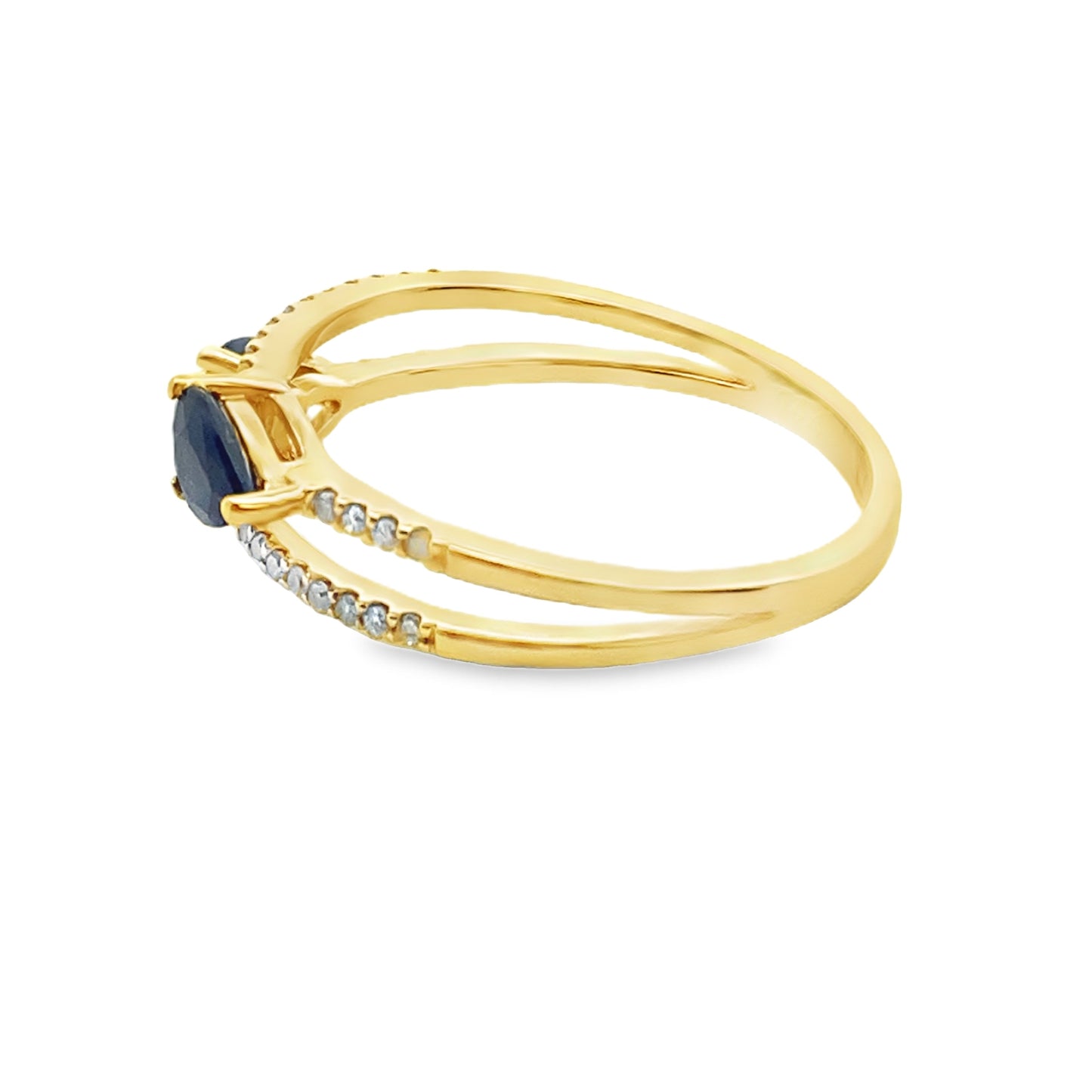 Genuine .70ct Sapphire Diamond Ring 14KT Yellow Gold