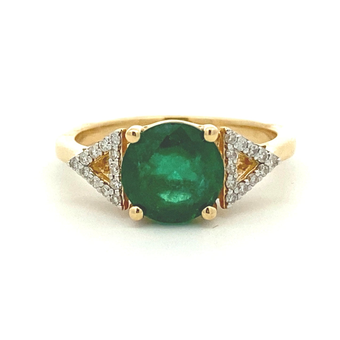 Genuine 2.12ct Emerald Diamond Ring 14KT Yellow Gold