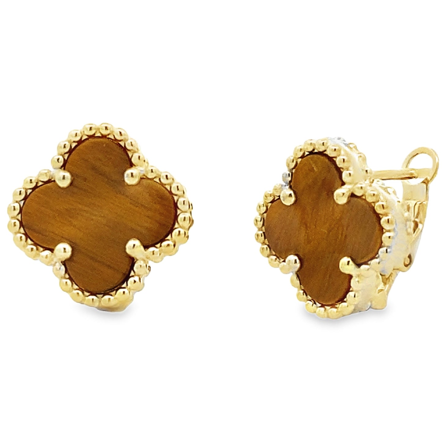Genuine Tigereye Earrings Sterling Silver